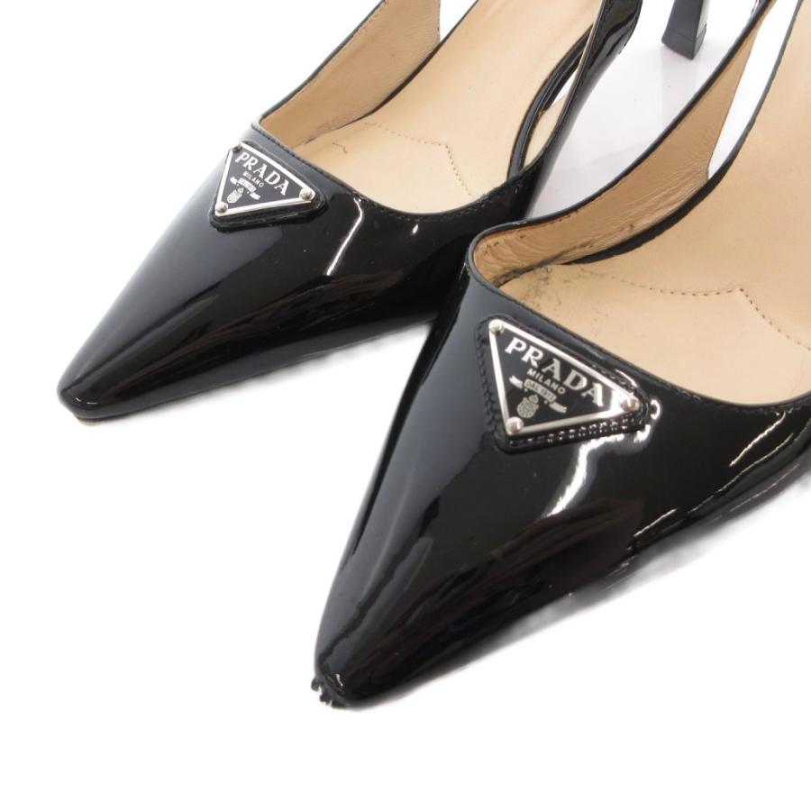 PRADA エナメル ミュール 黒 PRADA（プラダ） パンプス ミュール エナメル ポインテッドトゥ 三角