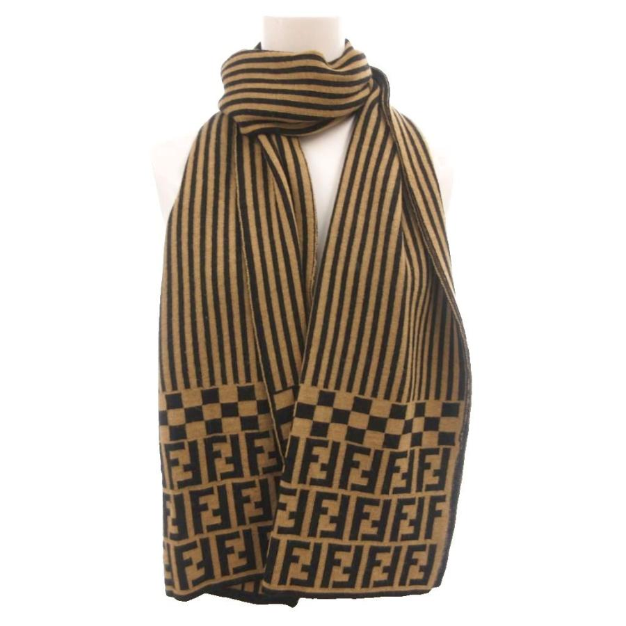 【FENDI / フェンディ】マフラー ズッカ柄 ベージュ系 FENDI（フェンディ） ストール マフラー ズッカ柄 バイカラー ベージュ