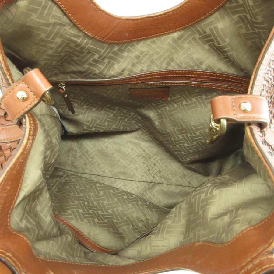 コールハーン COLE HAAN トートバッグ ハンド レザー 編み込み 茶色