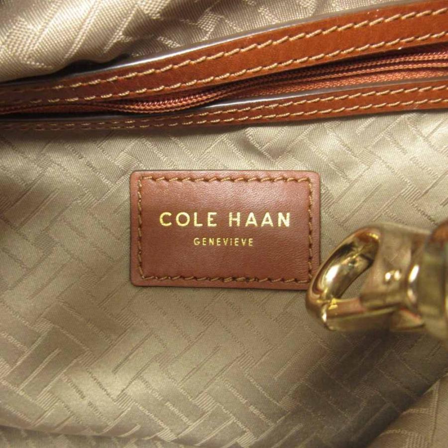 コールハーン COLE HAAN トートバッグ ハンド レザー 編み込み 茶色