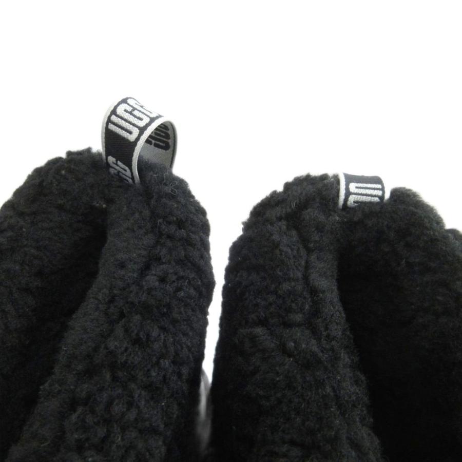 アグ UGG ムートンブーツ スエード ボア ショート ロゴ US7 24cm 黒