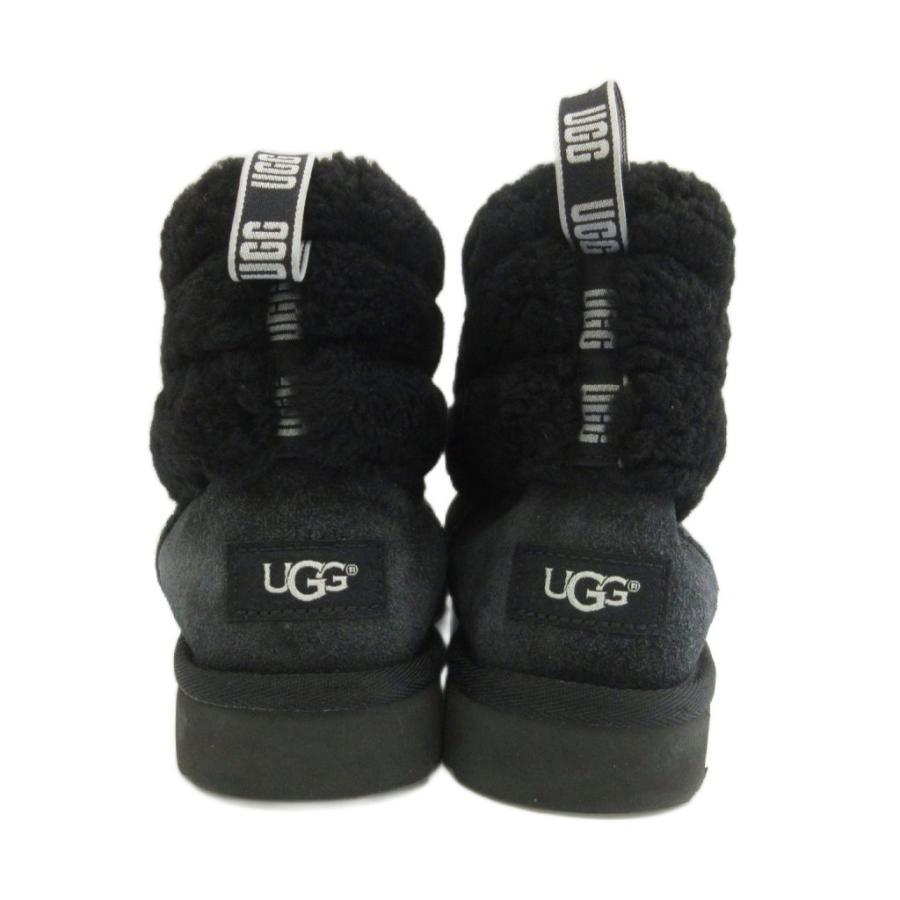 アグ UGG ムートンブーツ スエード ボア ショート ロゴ US7 24cm 黒