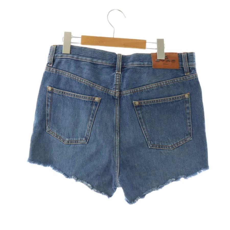 エトロ ETRO デニムパンツ ショーツ ショートパンツ ビーズ刺繍 ボタンフライ 26 インディゴ /DO ■GY19 レディース