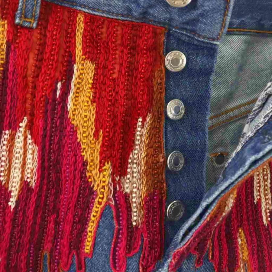 エトロ ETRO デニムパンツ ショーツ ショートパンツ ビーズ刺繍 ボタンフライ 26 インディゴ /DO ■GY19 レディース