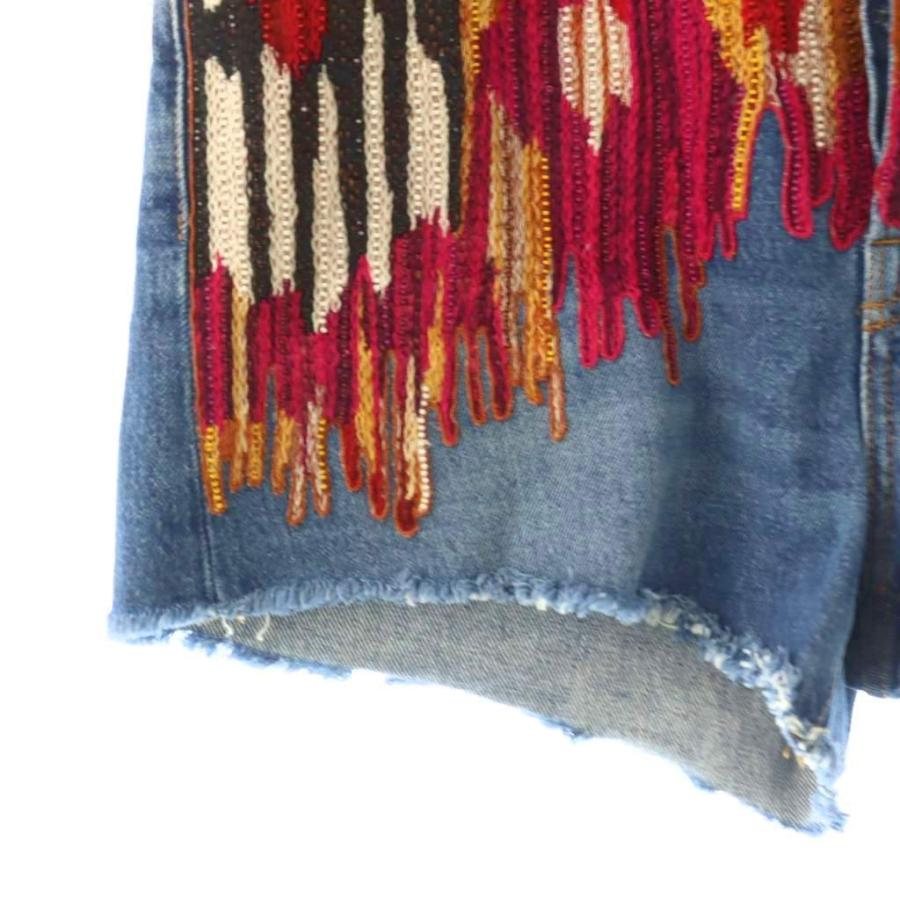 エトロ ETRO デニムパンツ ショーツ ショートパンツ ビーズ刺繍 ボタンフライ 26 インディゴ /DO ■GY19 レディース