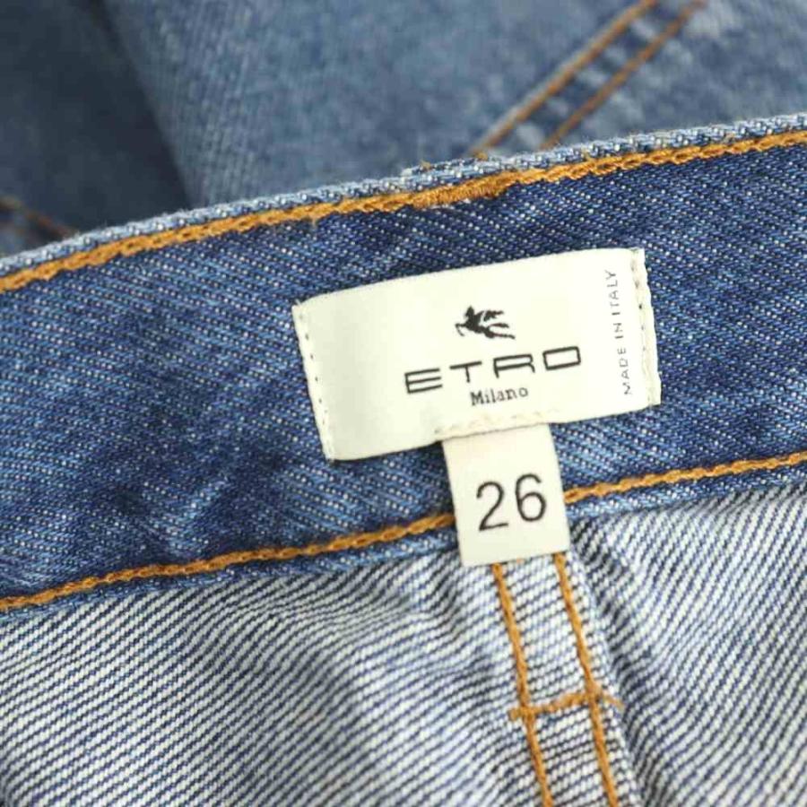 エトロ ETRO デニムパンツ ショーツ ショートパンツ ビーズ刺繍 ボタンフライ 26 インディゴ /DO ■GY19 レディース