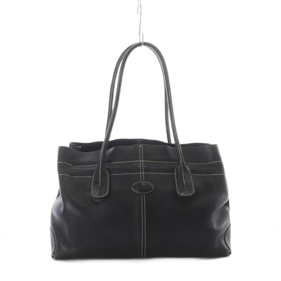 トッズ TOD'S トートバッグ レザー 本革 黒 ブラック 無地 シボ加工