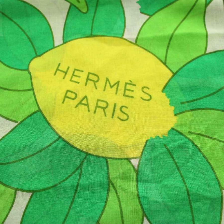 HERMES（エルメス） カレ140 大判 スカーフ ストール レモン柄 総柄 黄
