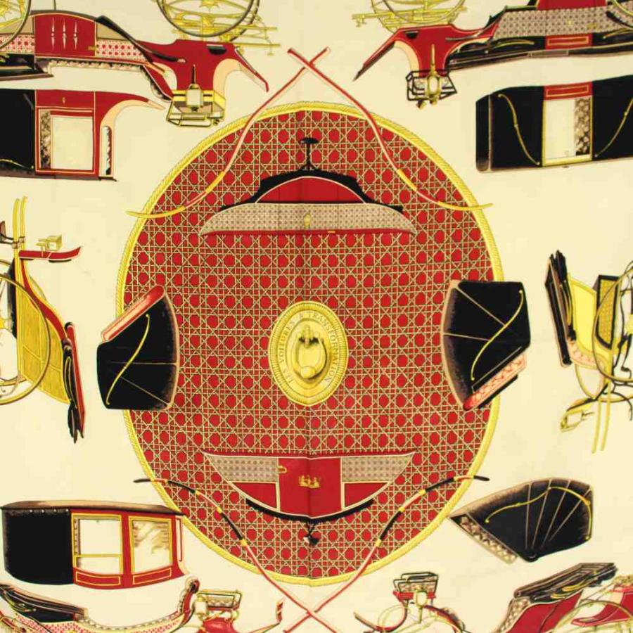 HERMES（エルメス） カレ90 LA PERRIERE スカーフ シルク 絹 ベージュ