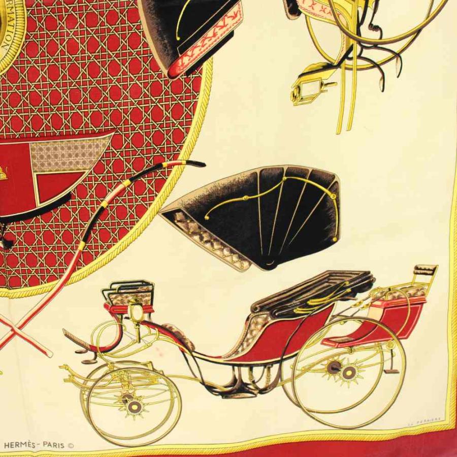 HERMES　エルメス　カレ90　LA PERRIERE　馬車　シルク100% HERMES（エルメス） カレ90 LA PERRIERE スカーフ シルク 絹 ベージュ