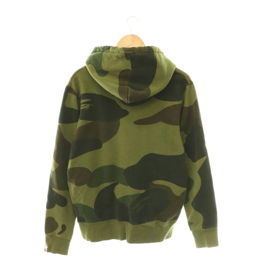 アベイシングエイプ A BATHING APE パーカー スウェット プルオーバー カモフラ柄 ロゴ 裏起毛 M カーキ マルチカラー /CX ■GY35 メンズの画像