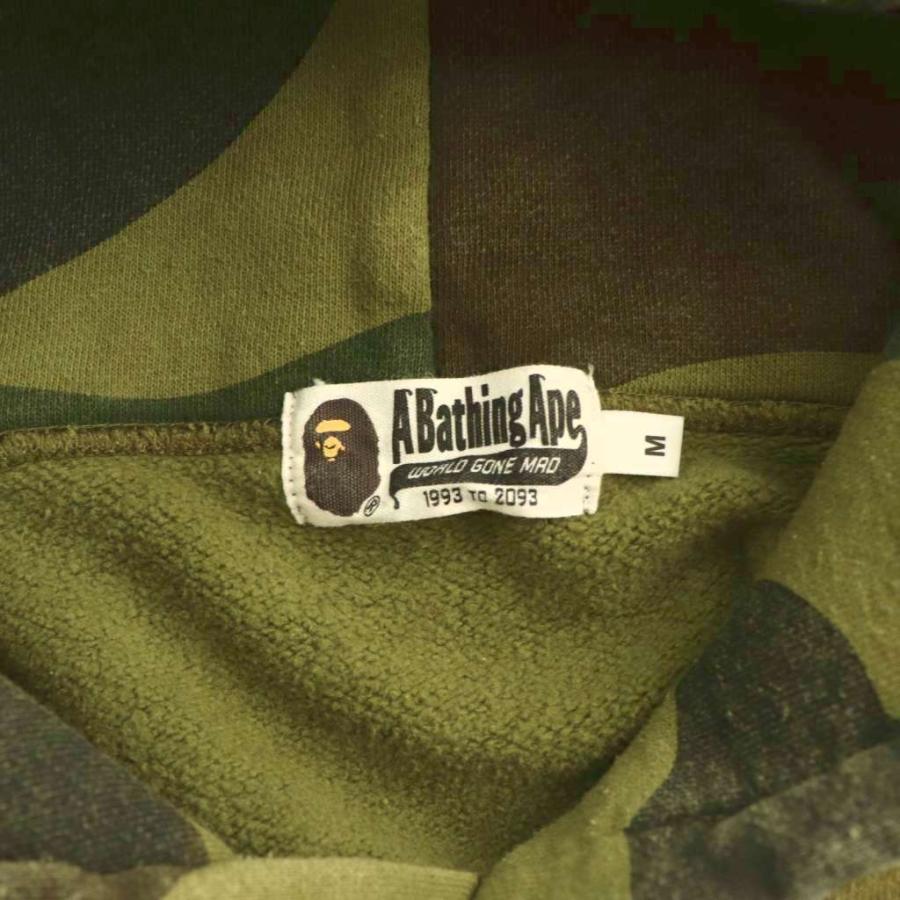 アベイシングエイプ A BATHING APE パーカー スウェット プルオーバー カモフラ柄 ロゴ 裏起毛 M カーキ マルチカラー /CX ■GY35 メンズの画像