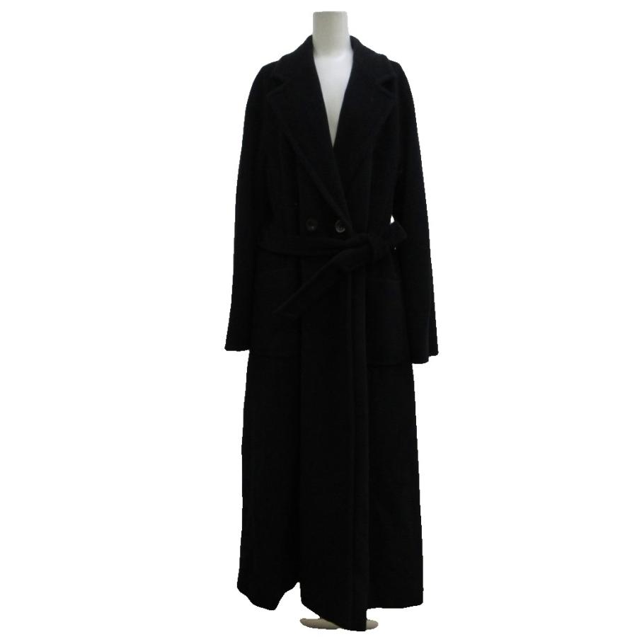 美品♡ マックスマーラ ロングコート ダブル ウール 44 大きいサイズ 黒 Max Mara（マックスマーラ） コート ウール 44 黒 ブラック 白タグ