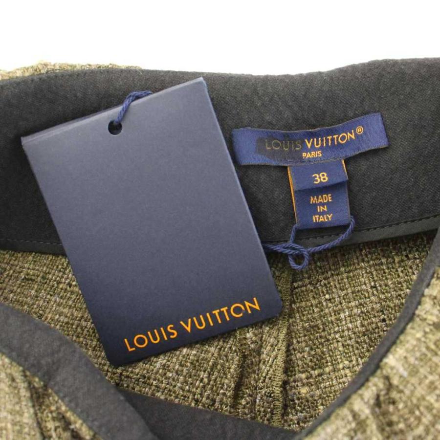 ルイヴィトン LOUIS VUITTON 23SS サルエルパンツ リネン シルク混 38 緑 グリーン 黒 ブラック RW231A UQ8 FOPA79 レディースの画像