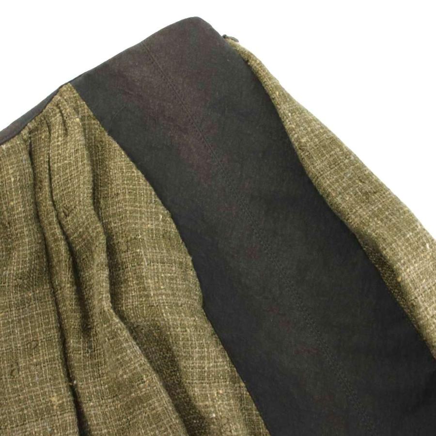 ルイヴィトン LOUIS VUITTON 23SS サルエルパンツ リネン シルク混 38 緑 グリーン 黒 ブラック RW231A UQ8 FOPA79 レディースの画像