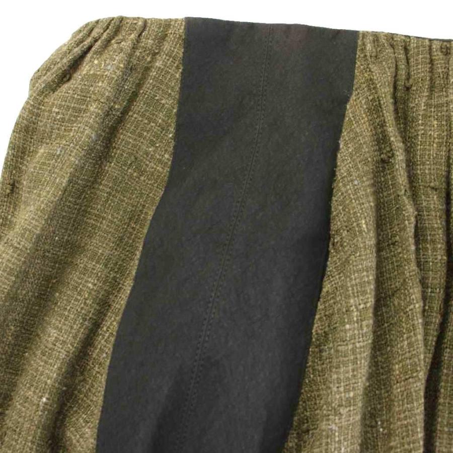 ルイヴィトン LOUIS VUITTON 23SS サルエルパンツ リネン シルク混 38 緑 グリーン 黒 ブラック RW231A UQ8 FOPA79 レディースの画像