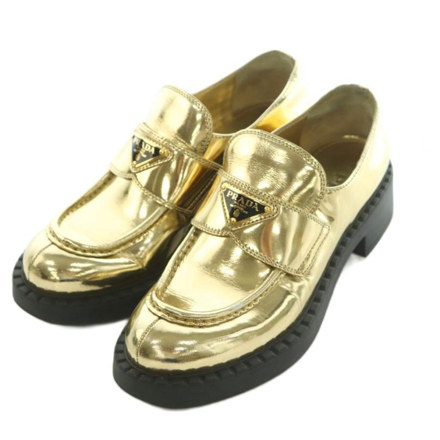 PRADA（プラダ） チョコレート ブラッシュッドレザー ローファー 厚底