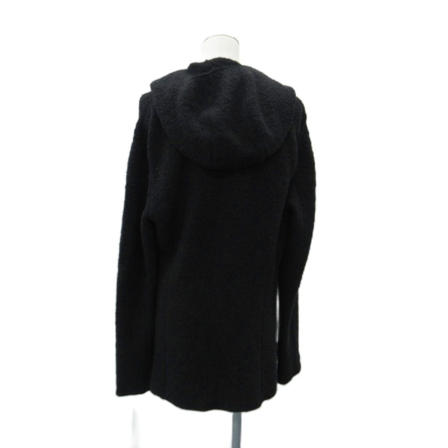EMPORIO ARMANI フード付きカーディガン ブラック両サイドポケット付 EMPORIO ARMANI エンポリオアルマーニ パーカー ジャケット ロング丈