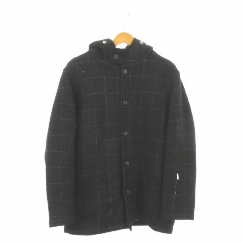 ソフネット SOPHNET. Harris Tweed コート M 黒 ブラック チェック柄 
