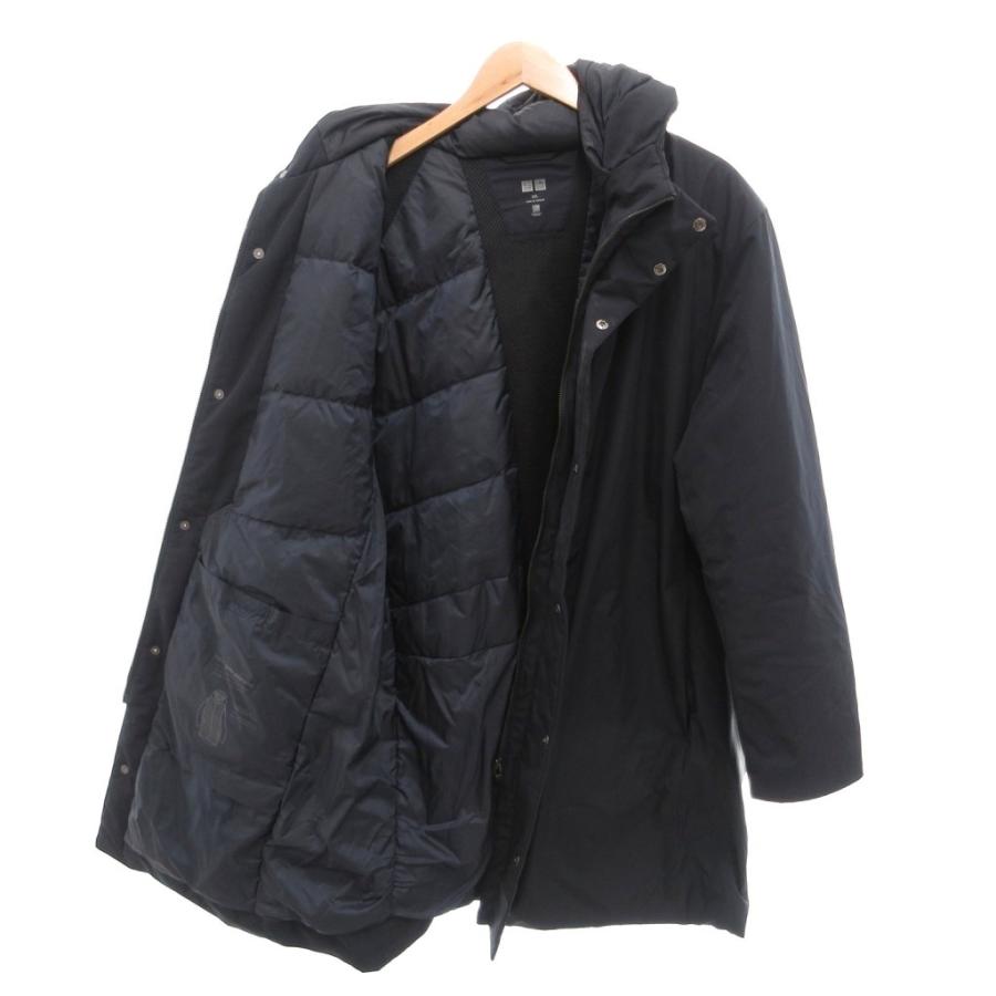 ユニクロ（UNIQLO） ハイブリッドダウンコート XXL 紺 ネイビー フード