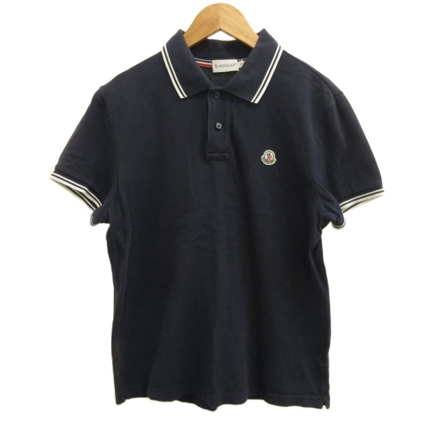 メンズ MONCLER ポロシャツ ネイビー 襟ライン 新品