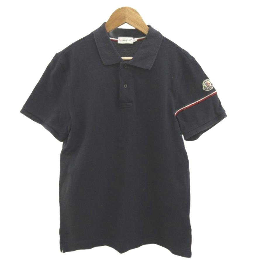 MONCLER（モンクレール） ポロシャツ S 紺 ネイビー 赤 レッド 白