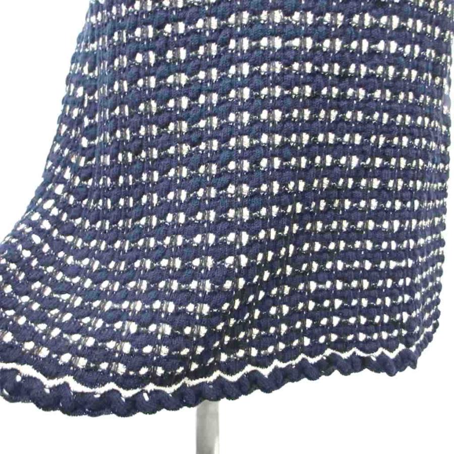 CHANEL（シャネル） ニットワンピース 絹 シルク 34 ベージュ ネイビー
