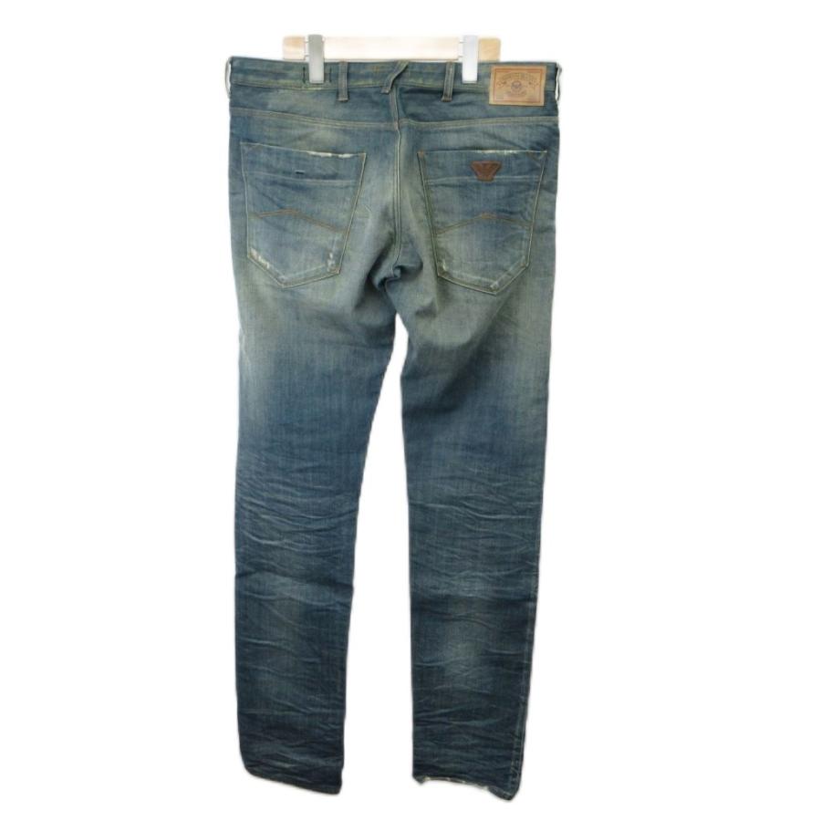 アルマーニ ジーンズ ARMANI JEANS デニム 32 青 ブルー ダメージ加工 