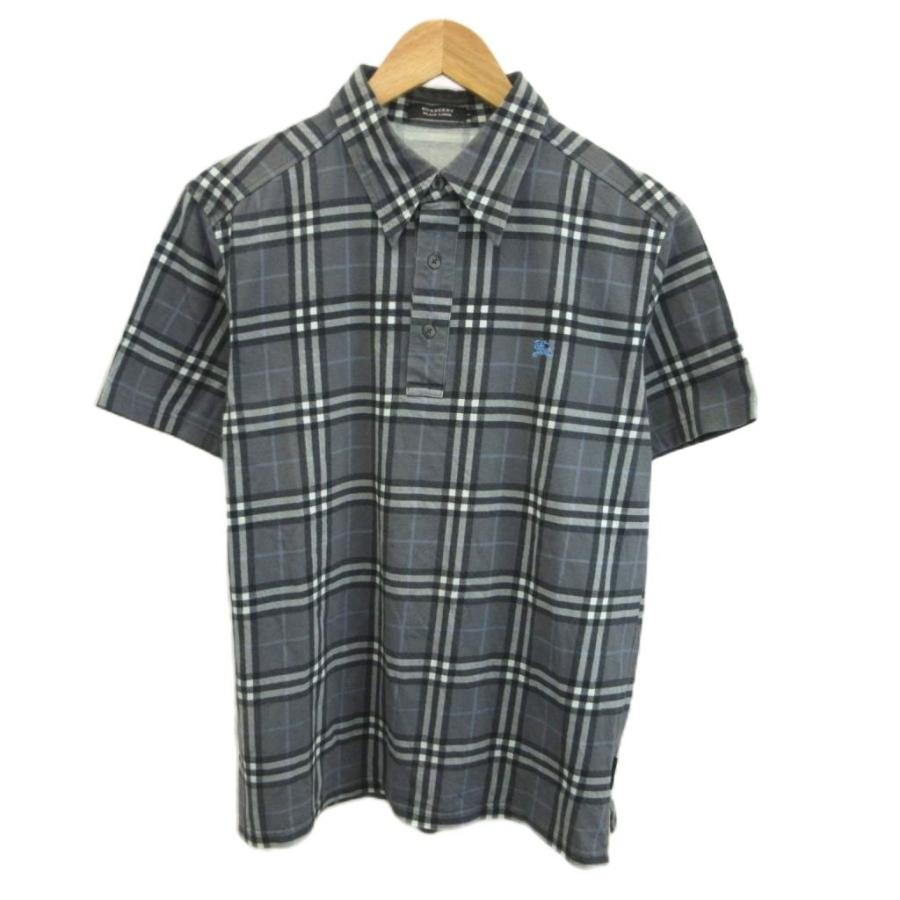 BURBERRY ブラック チェック柄 ポロシャツ チェックカラー コットン