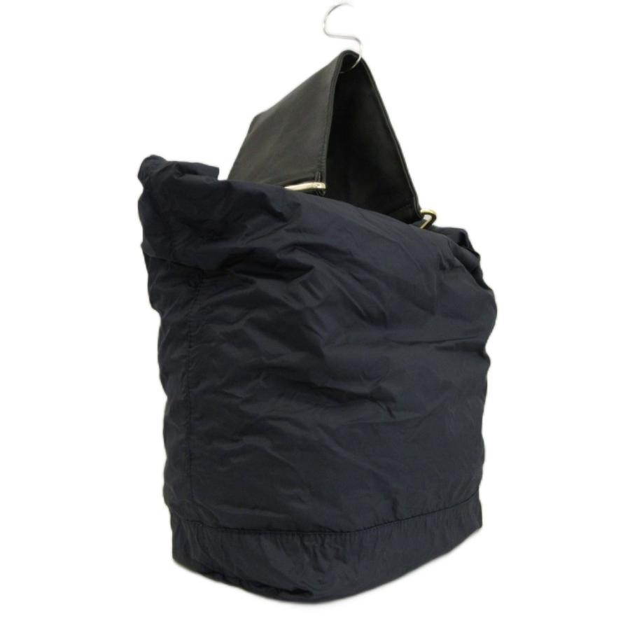 【美品】MARNI トートバッグ ブラック／ネイビー MARNI（マルニ） トートバッグ ワンショルダー ナイロン レザー 紺