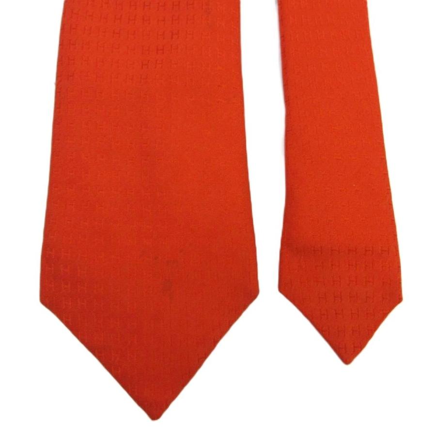 エルメス ネクタイ 新品未使用 H柄 総柄 レッド シルク100% フランス製 HERMES（エルメス） ネクタイ 絹 シルク レギュラータイ Hロゴ 総柄 赤