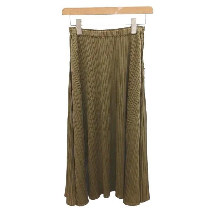 PLEATS PLEASE プリーツスカート カーキ緑色Size3 プリーツプリーズ PLEATS PLEASE プリーツスカート フレア 1 緑