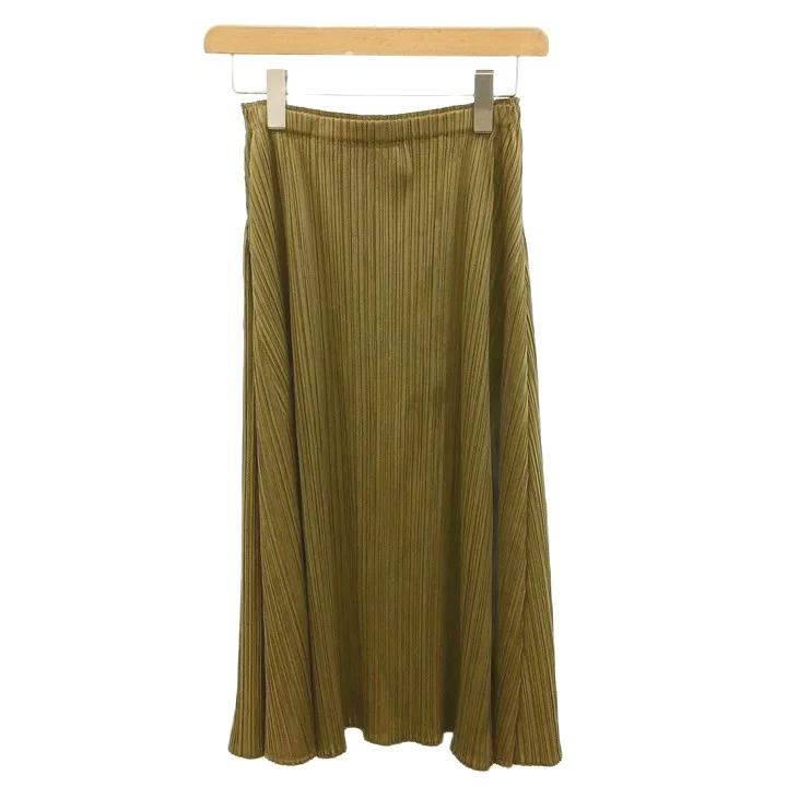 ★PLEATS PLEASE★　スカート　オリーブグリーン プリーツプリーズ PLEATS PLEASE プリーツスカート フレア 1 緑