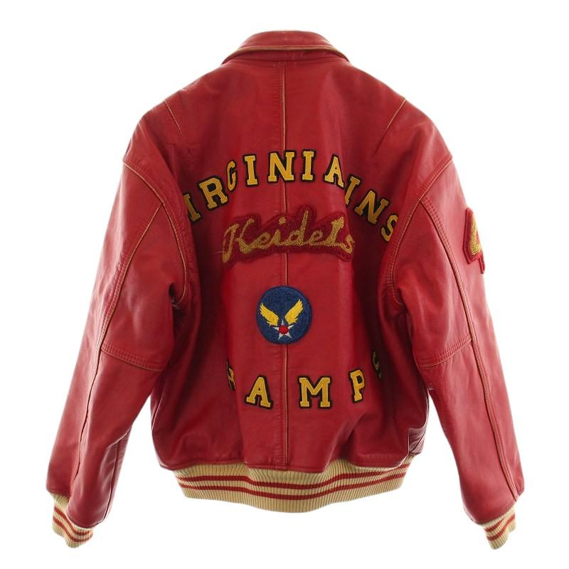 AVIREX レザージャケット赤オールレザースタジアムジャケット