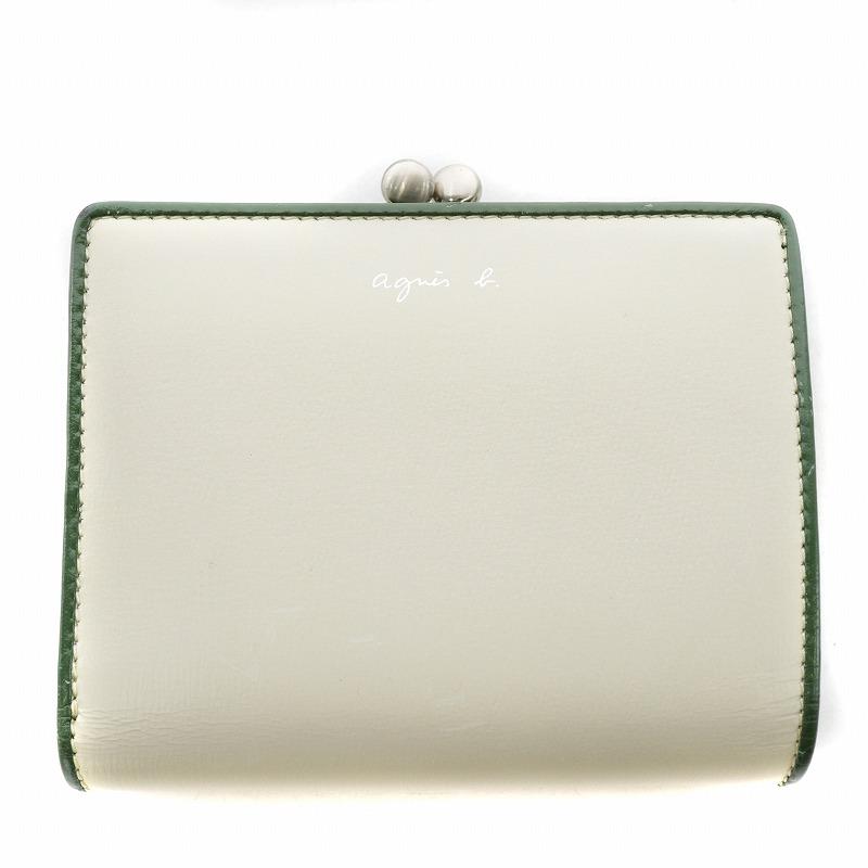 アニエスベー agnes b. 二つ折り財布 ウォレット がま口 ロゴ レザー  