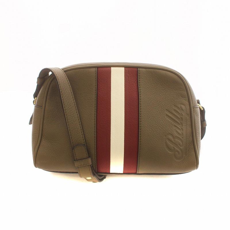 バリー BALLY TALIA TPS ショルダーバッグ レザー ロゴ ライン 茶 