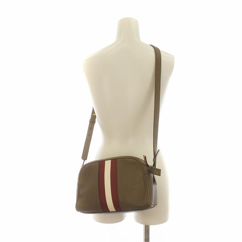 バリー BALLY TALIA TPS ショルダーバッグ レザー ロゴ ライン 茶 