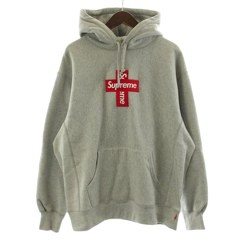 SUPREME 20AW Cross Box Logo Hooded Sweatshirt Grey クロス ボックス 