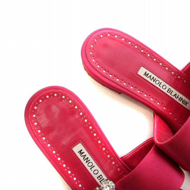 マノロブラニク MANOLO BLAHNIK VERDAFLAT ミュール サンダル サテン 