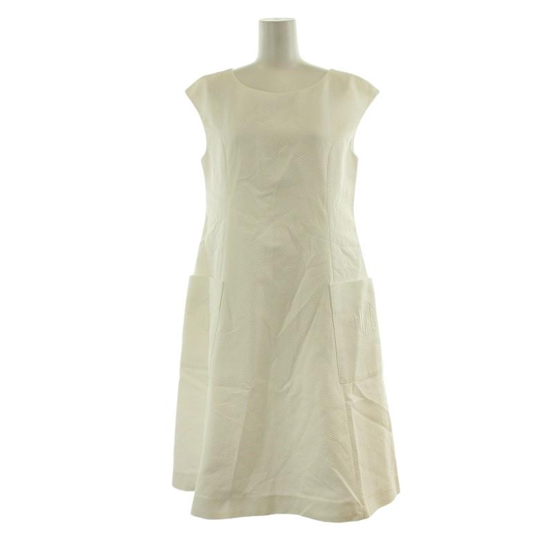 FOXEY フォクシー ワンピース ドレス ロング ノースリーブ ロゴ刺繍 総  