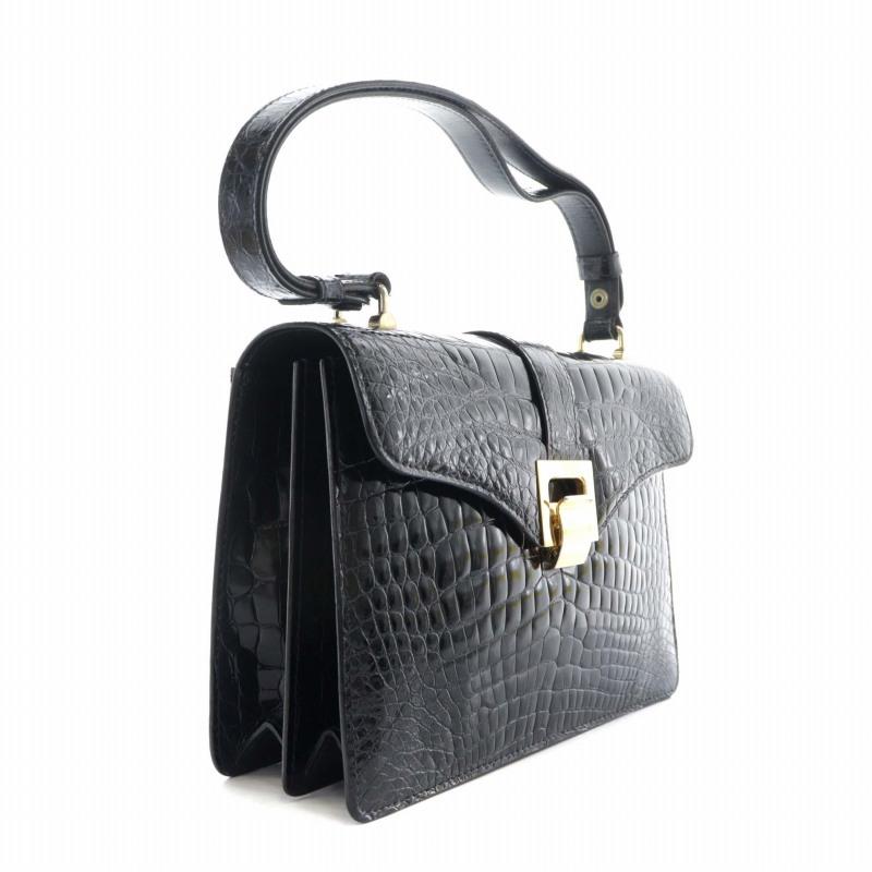 ZAGLIANI ザリアーニ クロコダイルレザー ハンドバッグ ゴールド金具