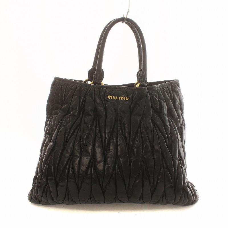 ミュウミュウ miumiu トートバッグ ギャザー マテラッセ レザー ロゴ 