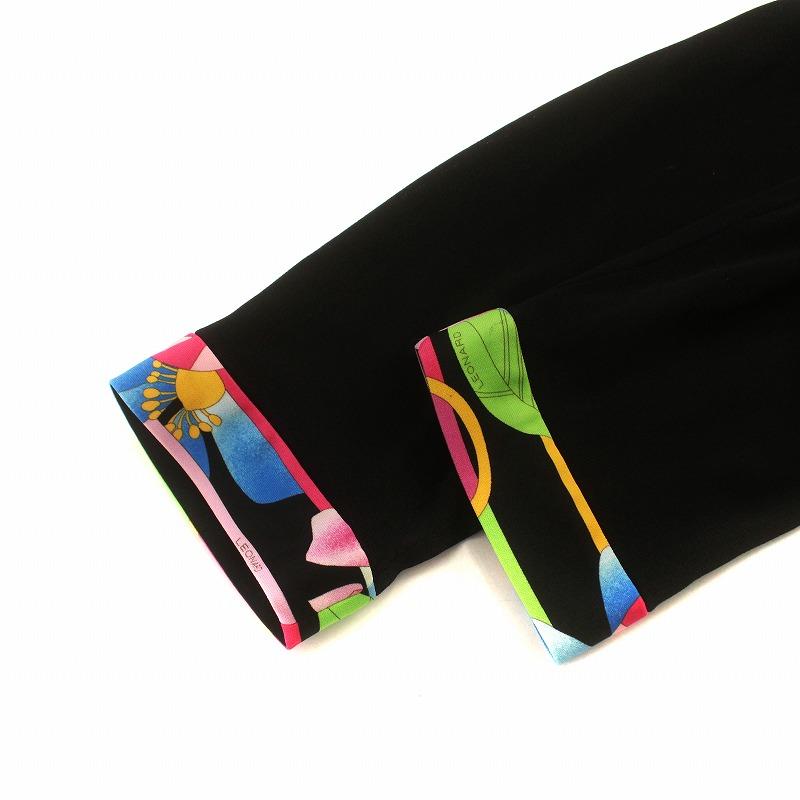 レオナールスポーツ LEONARD SPORT カーディガン 長袖 ロゴボタン 花柄  