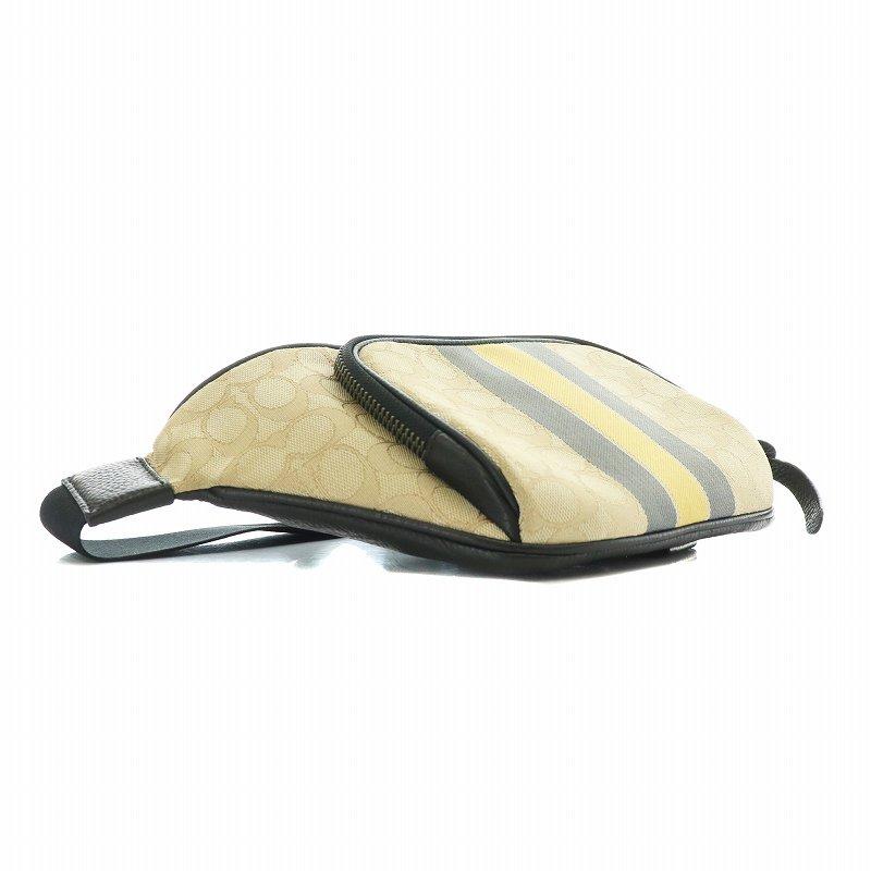 Coach ボディバッグ ベージュと黒 キャンバスとレザー