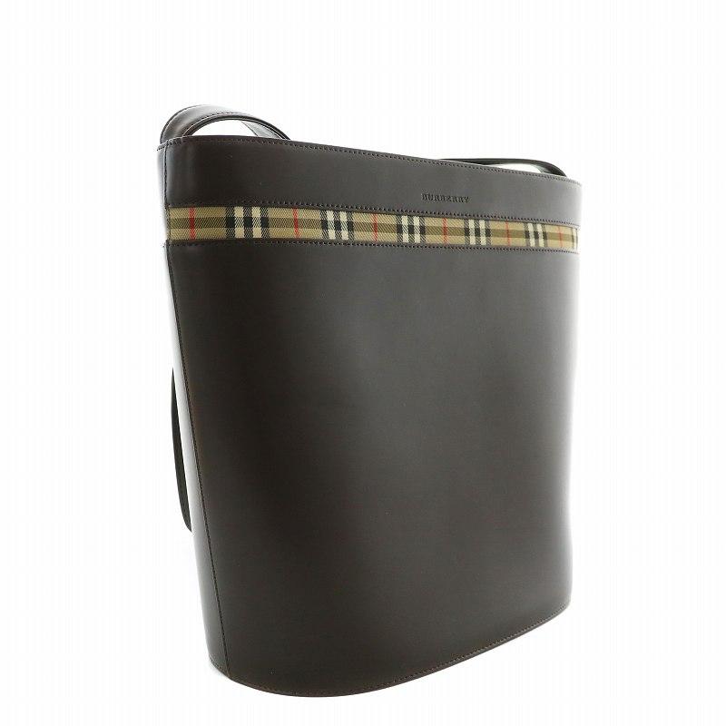 BURBERRY バーバリー ショルダーバッグ レザー バケツ型 ノバ