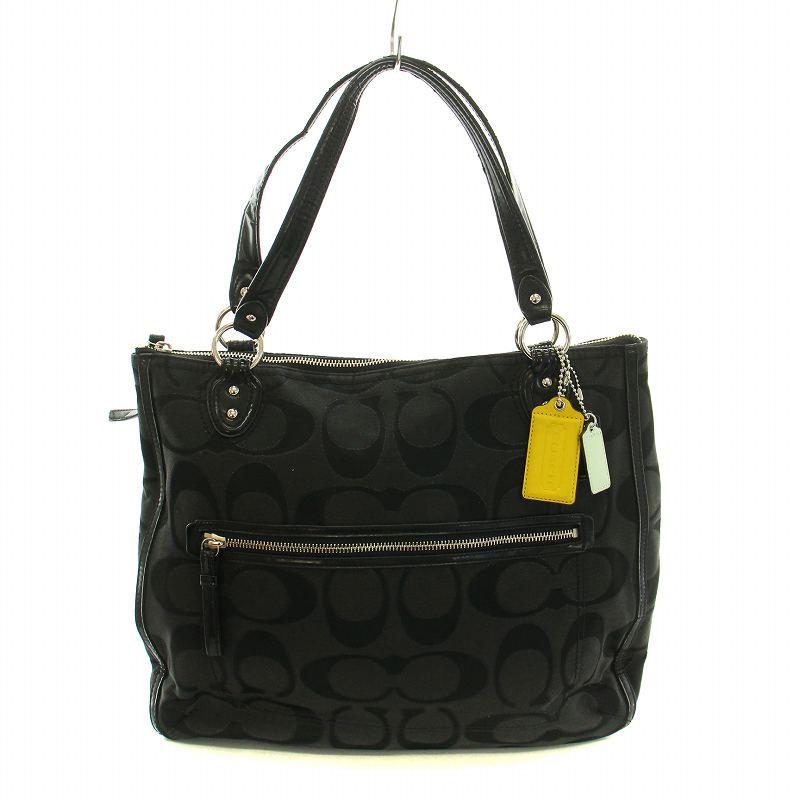 COACH コーチ デカトートバッグ ポピー シグネチャー キャンバス 黒 A4 COACH（コーチ） ポピー POPPY トートバッグ シグネチャー キャンバス