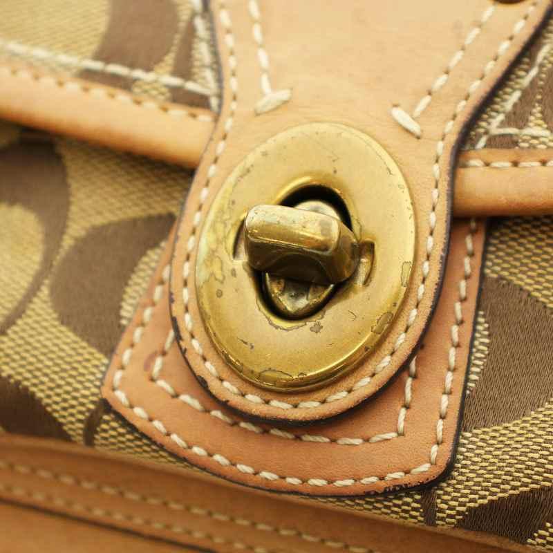 コーチ レザー キャンバス ダブルフェイス ゴールド金具 ロゴ ハンドバッグ COACH コーチ ショルダーバッグ シグネチャー キャンバス レザー