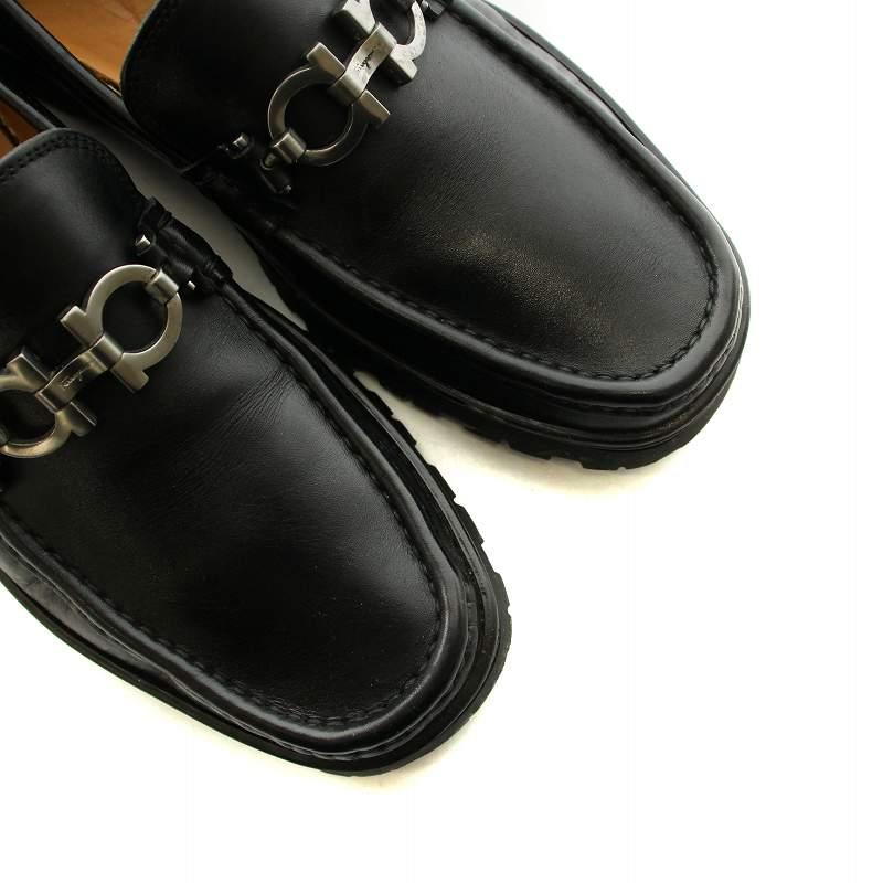 サルヴァトーレフェラガモ ローファー 黒 金具付き　送料込み Salvatore Ferragamo (サルヴァトーレフェラガモ) レザー
