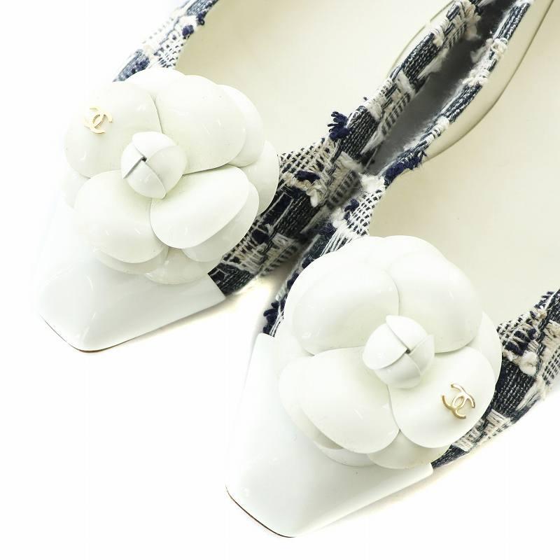 CHANEL フラワー装飾 ポインテッドトゥシューズ 35.5C