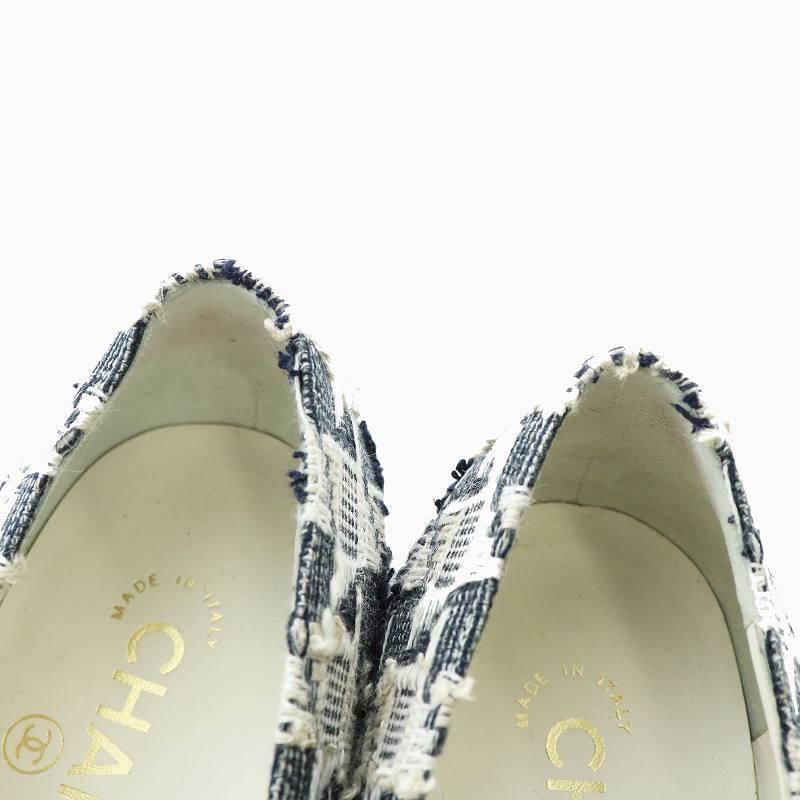 CHANEL シャネル パンプス フラットシューズ ツイード スクエアトゥ 